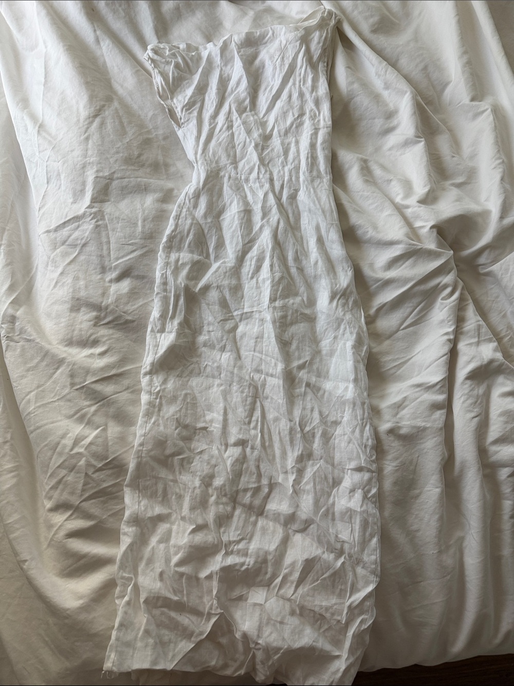 DISSH White Asymmetrical Linen Maxi Dress